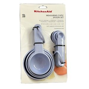 KitchenAid Measuring Cups Spoons Teaspoon Set Lavender Cream 9 Piece Combo Stack